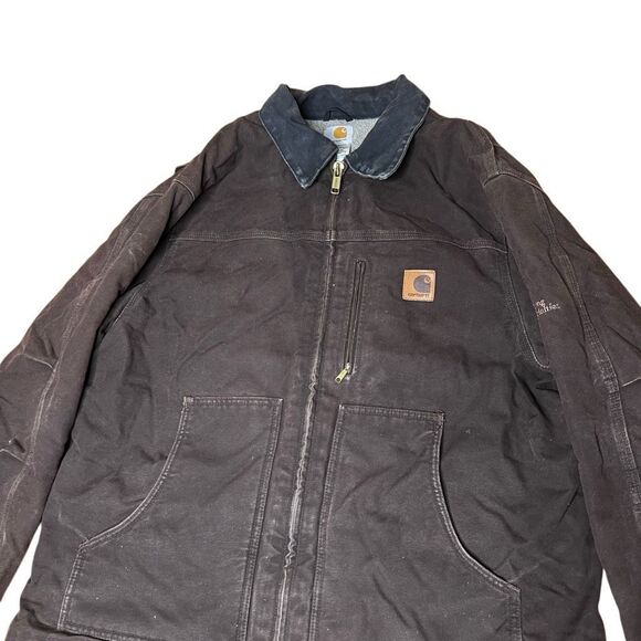 Carhartt C61 DKB Dark Brown Sherpa Lined Duck Chore Coat XL - Picture 2 of 8